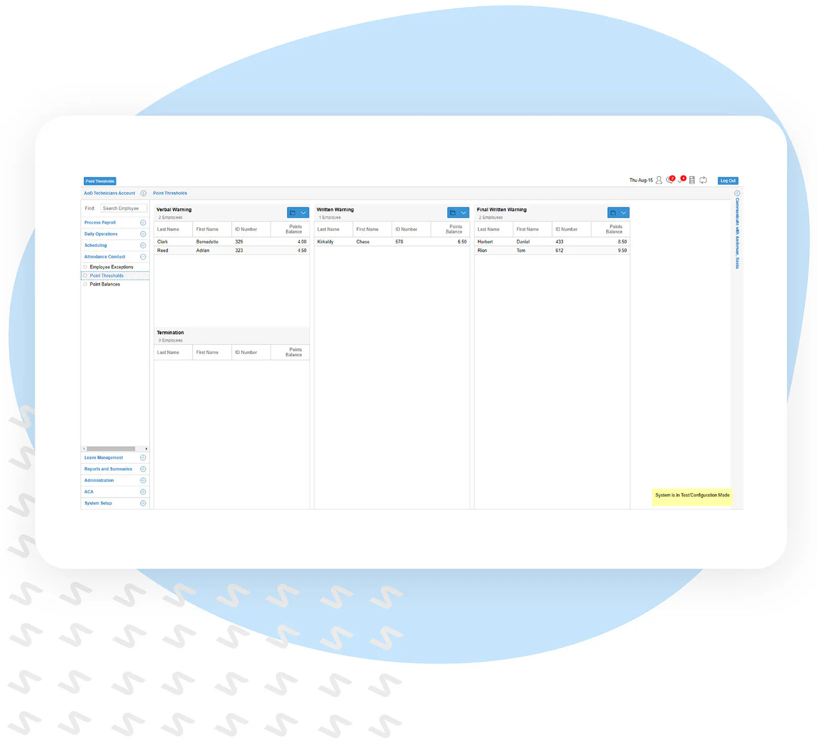 Attendance Policy Tracking dashboard