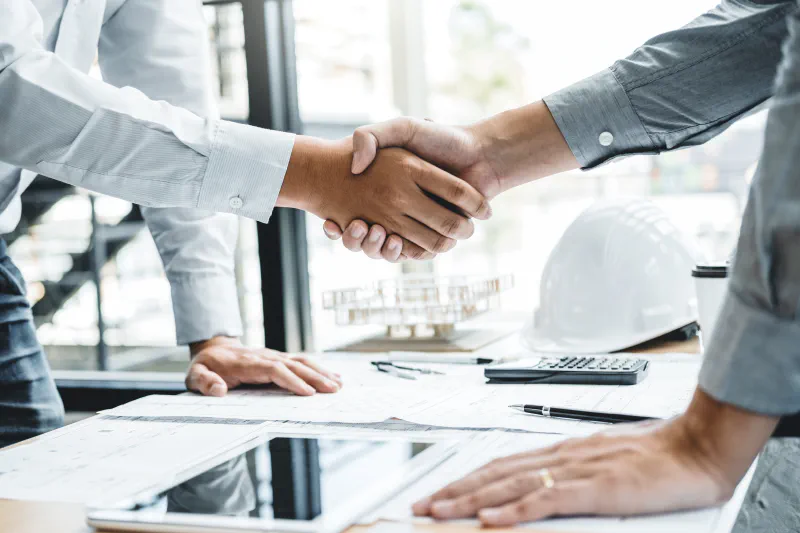 Client shaking hands