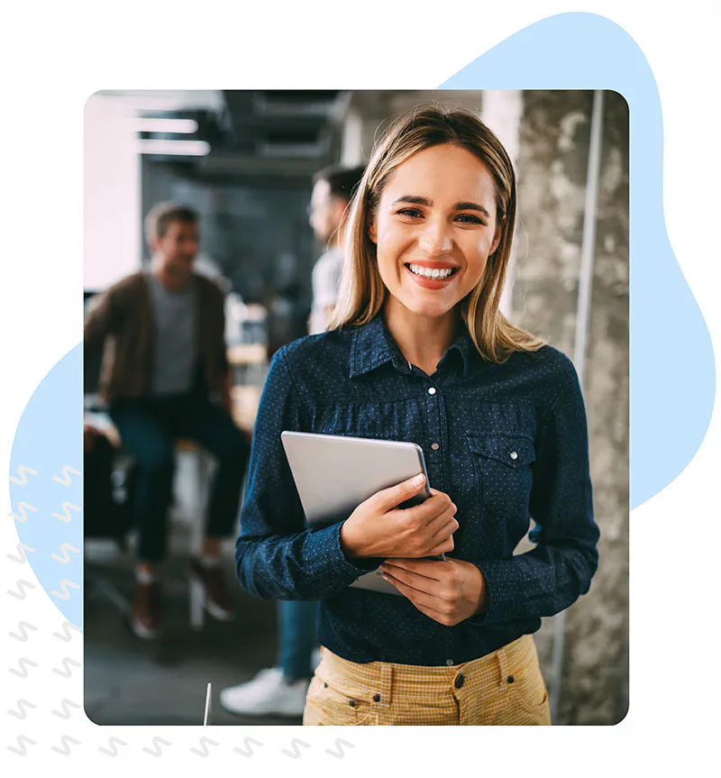 Woman holding a tablet